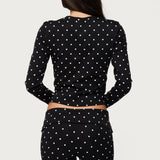 Daliya Polka Dot Long Sleeve Top