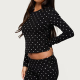 Daliya Polka Dot Long Sleeve Top