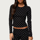 Daliya Polka Dot Long Sleeve Top