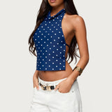 Raiya Polka Dot Backless Halter Top