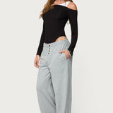 Layered Ribbed Off Shoulder Bodysuit