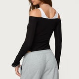 Layered Ribbed Off Shoulder Bodysuit
