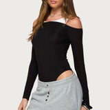 Layered Ribbed Off Shoulder Bodysuit