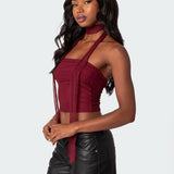 Gathered Two Piece Mesh Scarf Top