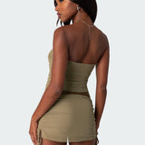 Joy Asymmetric Sheer Mesh Tube Top