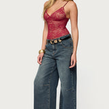 Nolyn Sheer Lace V Neck Bodysuit