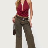 Irina Stud Cowl Neck Halter Top