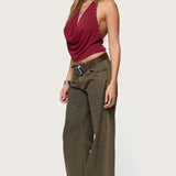 Irina Stud Cowl Neck Halter Top