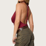 Irina Stud Cowl Neck Halter Top
