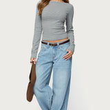 Loria Striped Boat Neck Top
