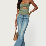 Kalina Cutout Faux Suede Strapless Top