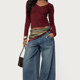 Larna V Neck Ribbed T Shirt