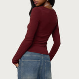 Larna V Neck Ribbed T Shirt