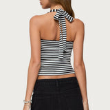 Lovina Textured Striped Halter Top