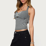 Lovina Textured Striped Halter Top