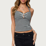 Lovina Textured Striped Halter Top