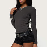 Daphne Ribbed Long Sleeve T Shirt