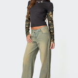 Camo Layered Long Sleeve T Shirt
