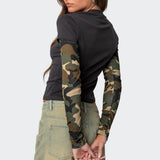 Camo Layered Long Sleeve T Shirt