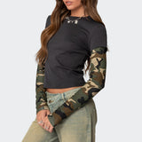 Camo Layered Long Sleeve T Shirt