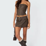 Ziva Faux Leather Lace Up Corset