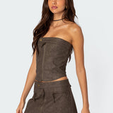 Ziva Faux Leather Lace Up Corset