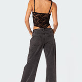 Lace & Satin Effect Cupped Bodysuit