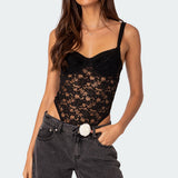 Lace & Satin Effect Cupped Bodysuit