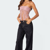 Twilight Sheer Lace Split Front Top