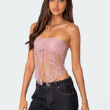 Twilight Sheer Lace Split Front Top