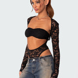Zoey Sheer Lace Two Piece Bodysuit