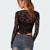 Zoey Sheer Lace Two Piece Bodysuit