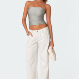 Maxeen Shiny Gathered Tube Top