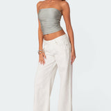 Maxeen Shiny Gathered Tube Top