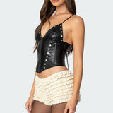 Studded Faux Leather Corset