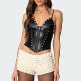 Studded Faux Leather Corset