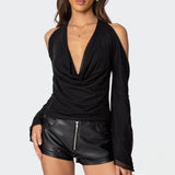 Open Shoulder Cowl Neck Top
