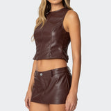 Frances Backless Faux Leather Top