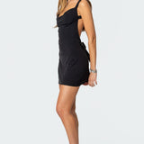 Cowl Neck Backless Mini Dress