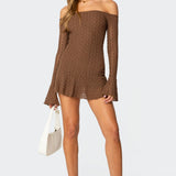 Mya Off Shoulder Textured Mini Dress