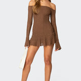 Mya Off Shoulder Textured Mini Dress