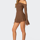 Mya Off Shoulder Textured Mini Dress