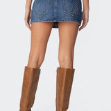 Embroidered Pocket Denim Mini Skirt