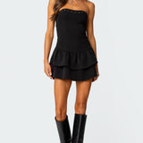 Double Ruffle Drop Waist Mini Dress