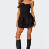 Double Ruffle Drop Waist Mini Dress