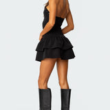 Double Ruffle Drop Waist Mini Dress
