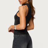 Nalia Gathered Ring Glitter Knit Top