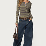 Roma Striped Henley Top