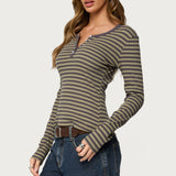 Roma Striped Henley Top