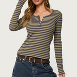 Roma Striped Henley Top